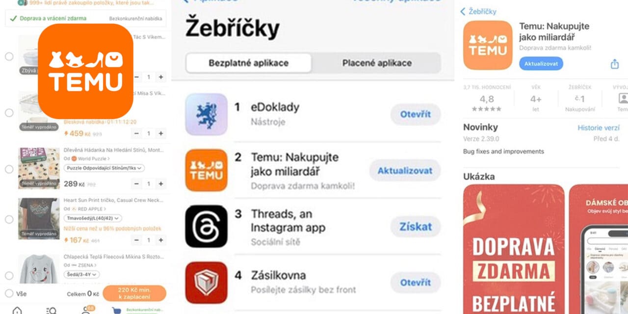 Zboží za pár kaček z Číny: Temu je nejstahovanější aplikací